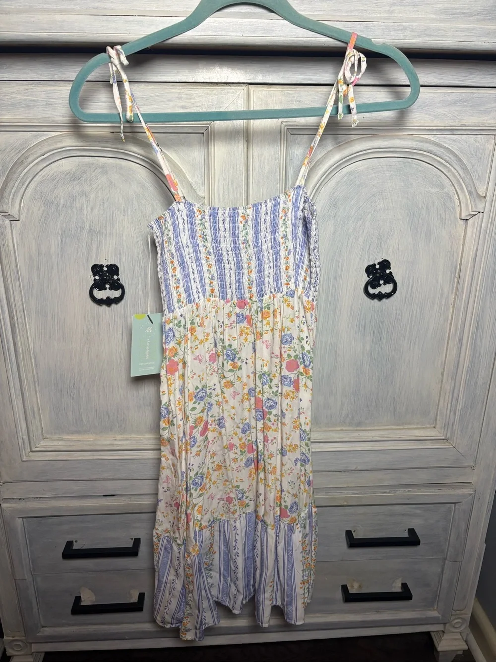 Maaji Peyton Girls Smocked Dress Ditsy Floral Cottagecore Beach Vacation